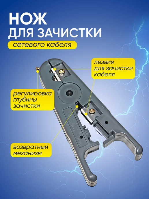 Home_Bulvar Набор инструментов для работ с сетевым кабелем, LAN тестер, синий, фото 6