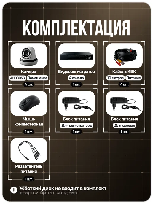 Ps-Link Комплект видеонаблюдения AHD 5Мп KIT-A504HDC, вариант, фото 2