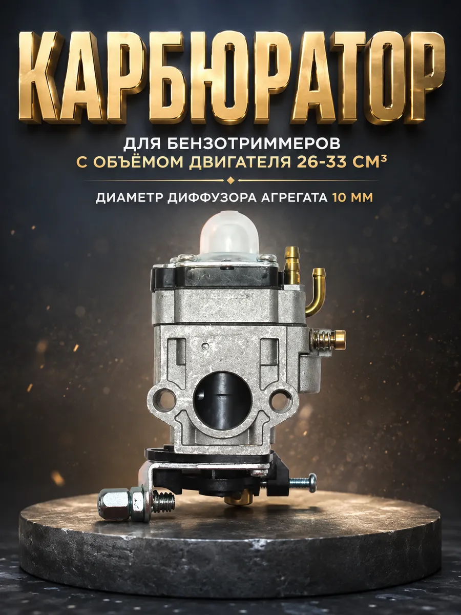 Карбюратор для двигателей триммеров 26 и 33см3 для сада