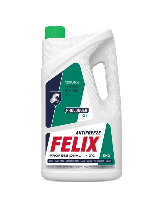 FELIX Антифриз Prolonger G11 3 кг зеленый, 3 кг