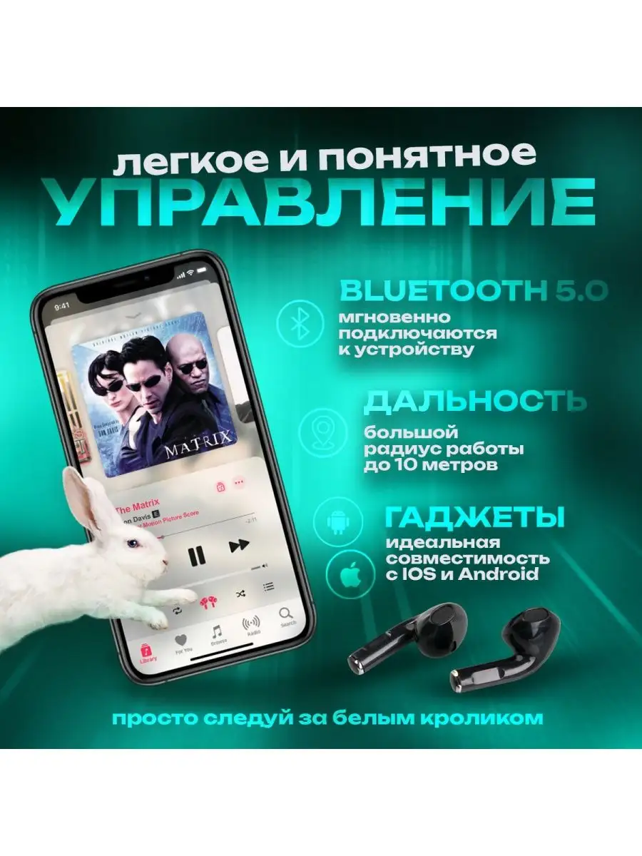 Наушники беспроводные для телефона PRO6 для айфон и андроид Airplus  161418075 купить в интернет-магазине Wildberries