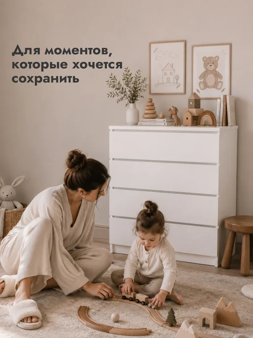 LETTA Комод для вещей узкий с ящиками, белый, фото 8