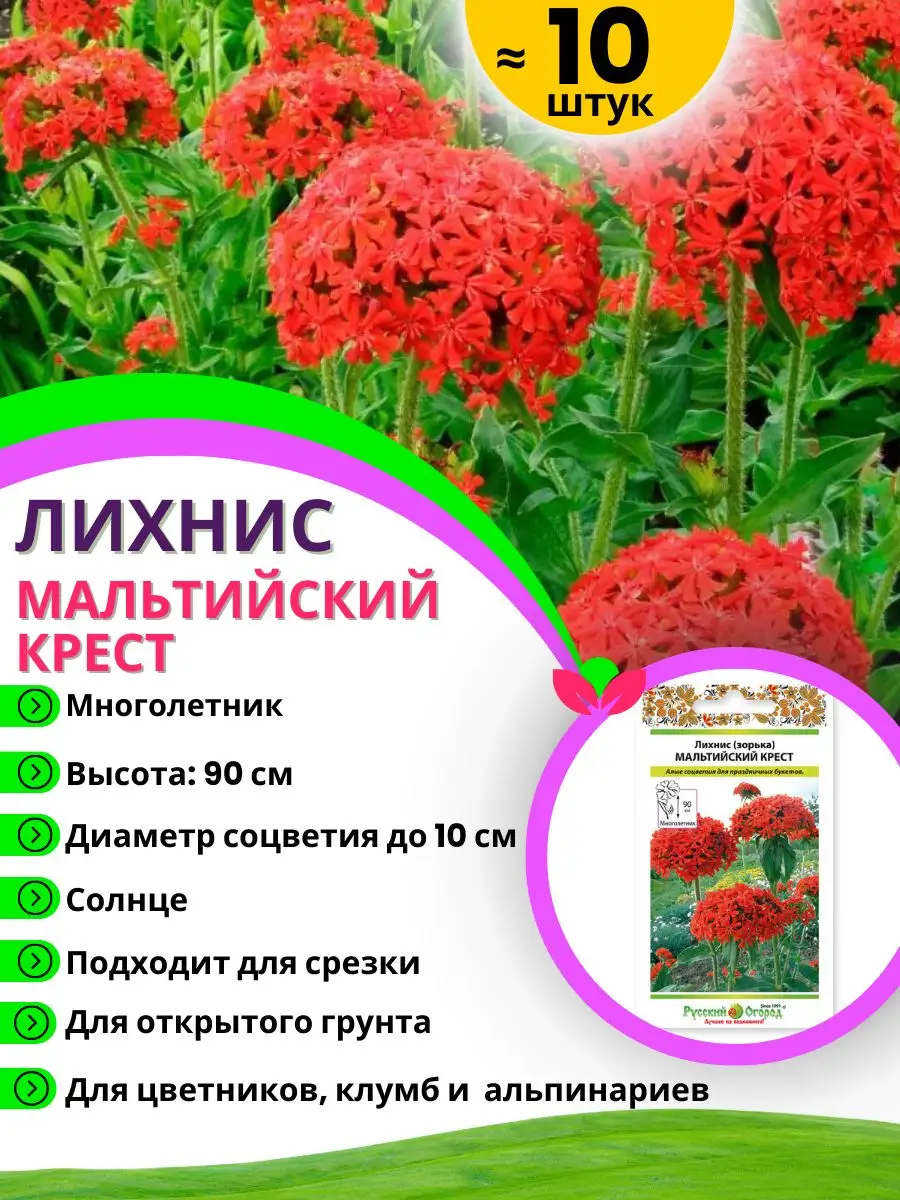 Семена цветов многолетников 10 сортов Русский Огород 161491064 купить за  405 ₽ в интернет-магазине Wildberries