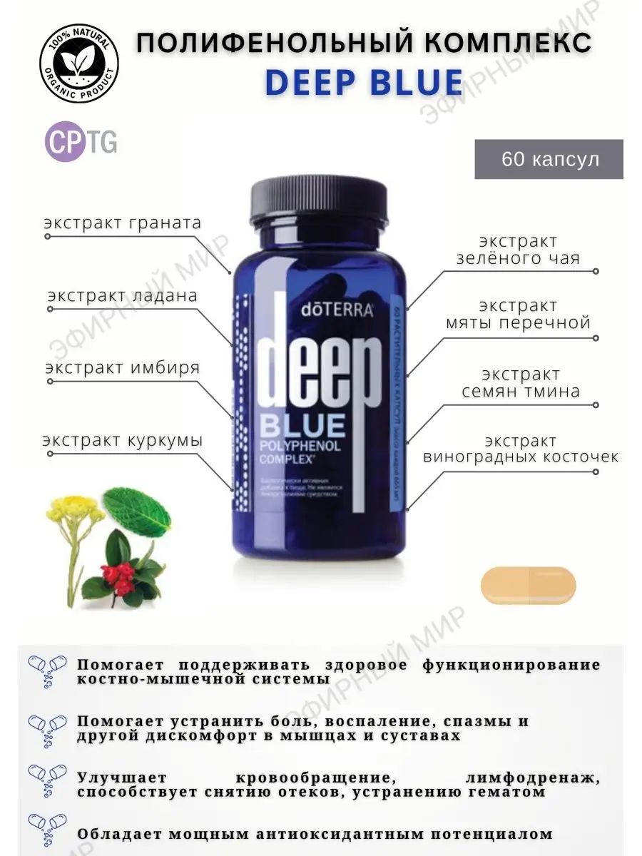 Deep Blue полифенольный комплекс, 60кап dōTERRA 161493908 купить в  интернет-магазине Wildberries