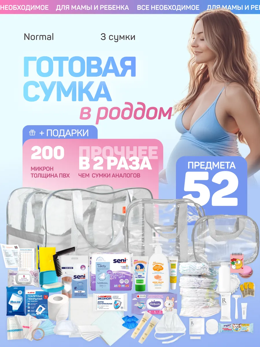 Сумка в роддом готовая для мамы и малыша собранная
