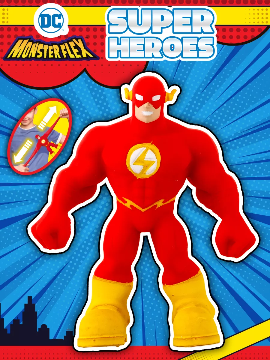 Monster Flex Super Heroes The Flash тянущаяся фигурка, 15 см 1Toy 161676578  купить в интернет-магазине Wildberries