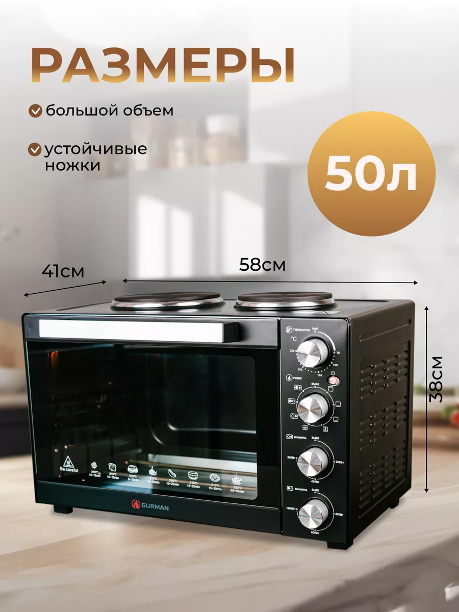 Мини-печь с двумя конфорками GR-HH500 GURMAN 161705446 купить в  интернет-магазине Wildberries