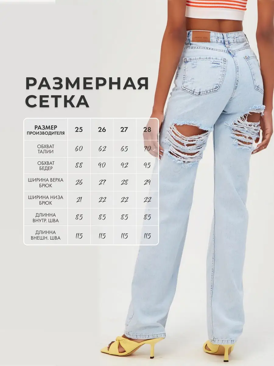 Прямые джинсы рваные сзади с разрезами и высокой посадкой Wow_shop  161761223 купить за 2 191 ₽ в интернет-магазине Wildberries