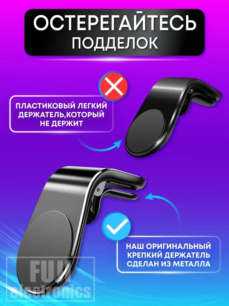 Магнитный держатель для телефона в машину для авто FUJI Electronics  161809599 купить в интернет-магазине Wildberries