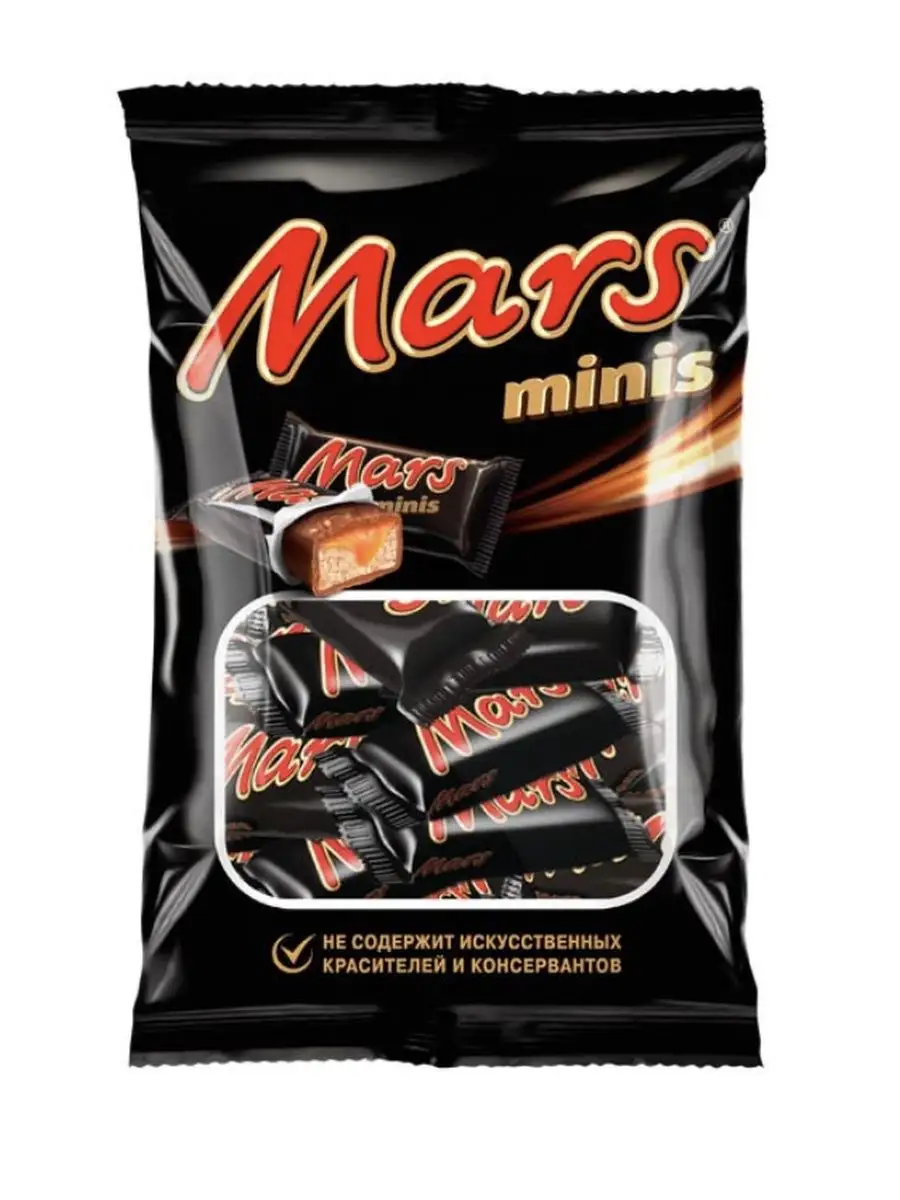 Mars Батончик Mars Minis шоколадный с нугой и карамелью, 182 гр