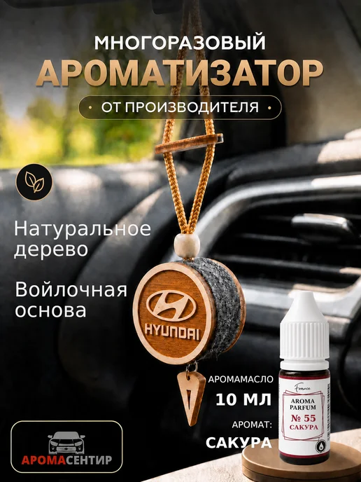 Аромасентир Ароматизатор в машину Hyundai с заправкой, 2 шт