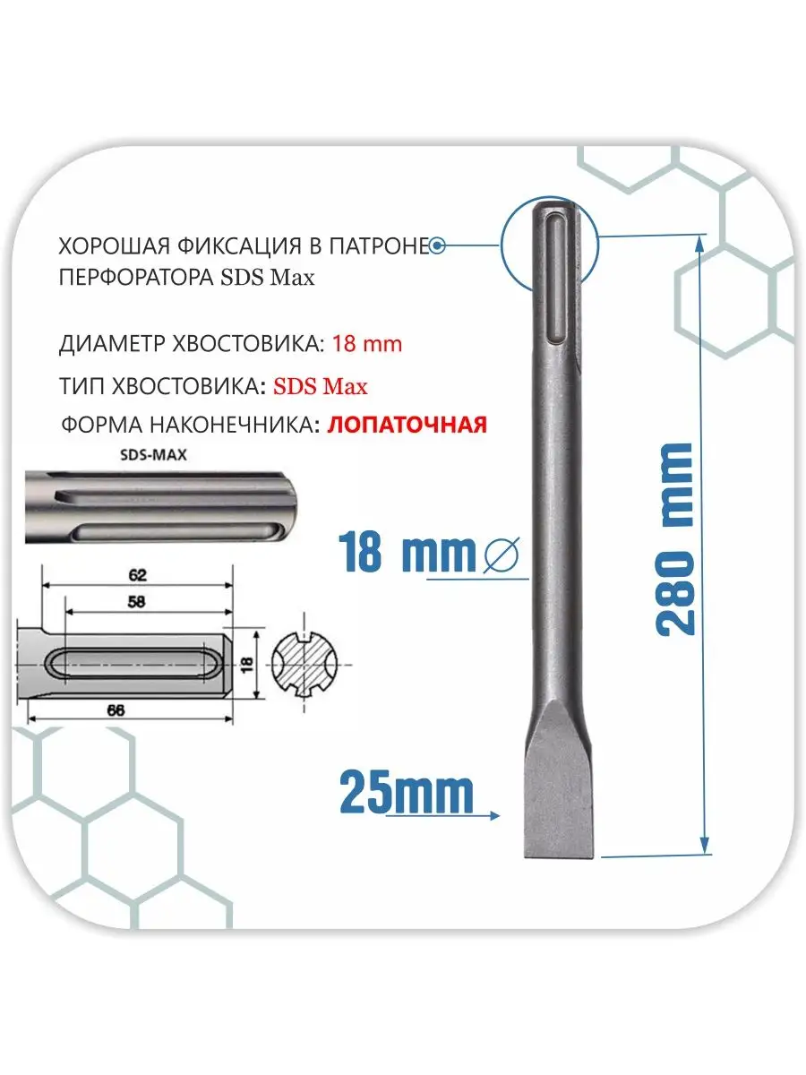 Набор Зубил 18x280 мм :широкая лопатка, Пика SDS-MAX MyTools 161969917  купить в интернет-магазине Wildberries