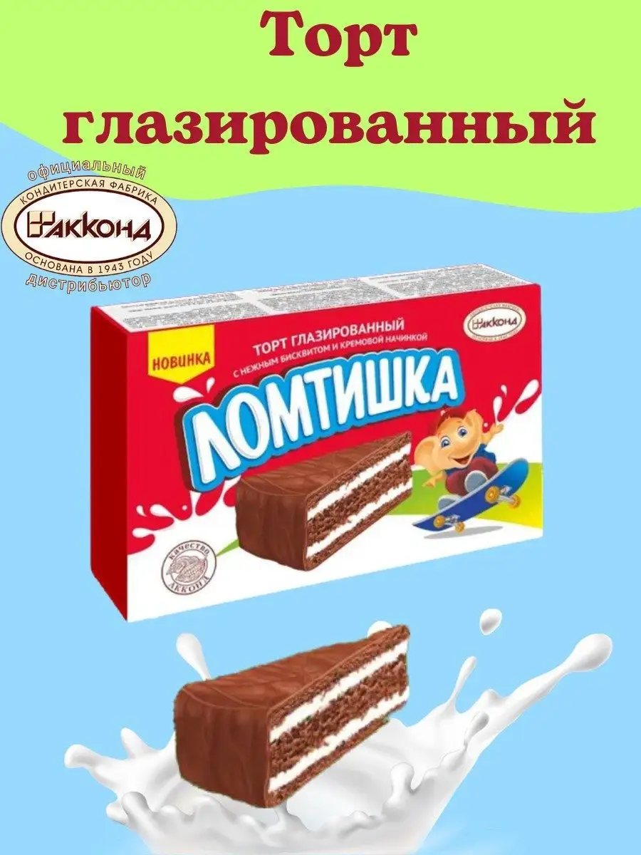 Бисквитный торт Ломтишка в глазури 380гр Акконд 162051127 купить за 400 ₽ в  интернет-магазине Wildberries