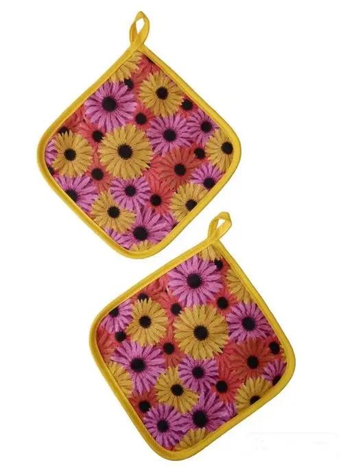 lorena-textile Прихватки кухонные для горячего Ромашки, черный, фото 4