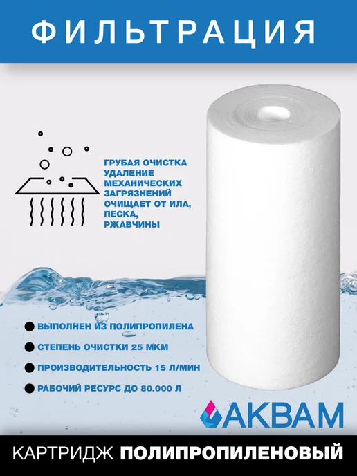 АкваМ Картридж механической очистки BB 10" РP 25 микрон, вариант, фото 4