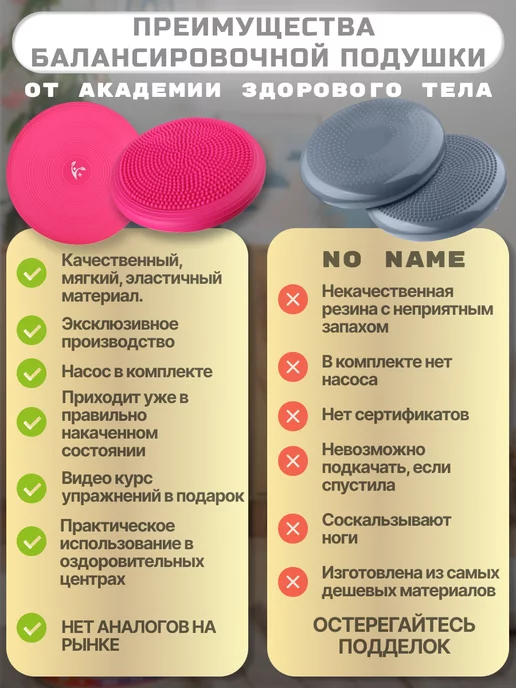 Академия здорового тела Павла Семиченкова Балансировочная подушка для фитнеса, синий, фото 6