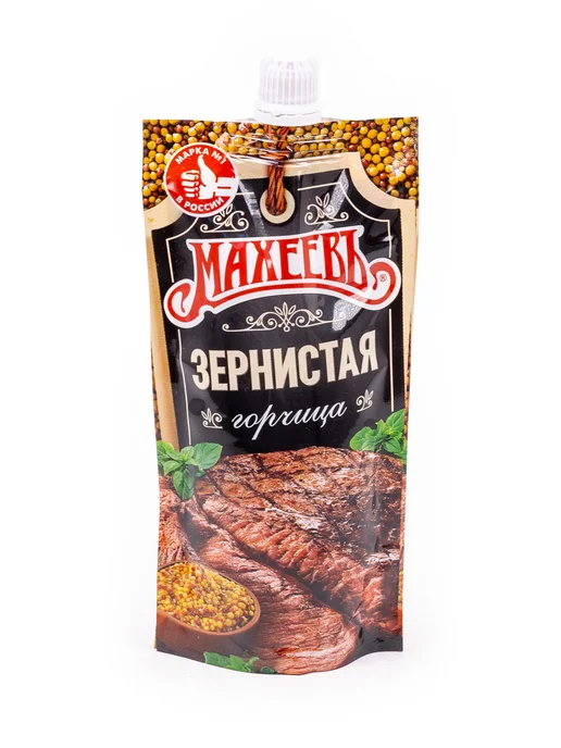 МахеевЪ Горчица Зернистая кисло-сладкая, дой-пак 140г, 36 шт, 140 г, 36 шт, фото 3