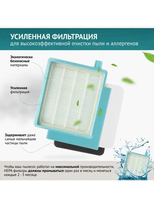 DOCTOR FILTERS Набор фильтров для пылесосов Philips FC8630-8649,FC9520-9529, голубой, фото 2
