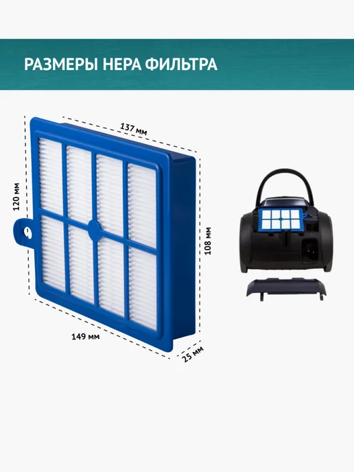 DOCTOR FILTERS Фильтр для пылесоса Philips FC9071, FC9174, FC9170, синий, фото 4