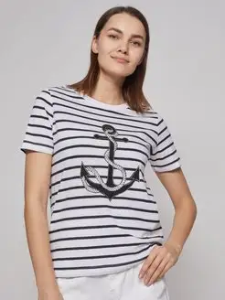 Футболка женская с принтом, хлопковая Zolla 162209422 купить за 401 ₽ в интернет‑магазине Wildberries