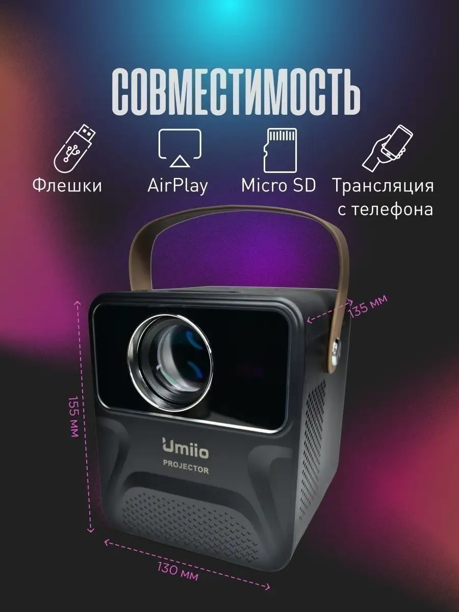 Проектор мини домашний кинотеатр для фильмов с телефона Umiio 162288584  купить в интернет-магазине Wildberries