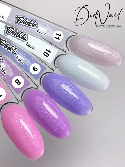 DidNail Цветная база для ногтей с шиммером Twinkle, вариант, фото 6