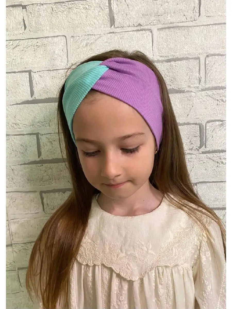 Детская трикотажная повязка-ободок на голову для девочки