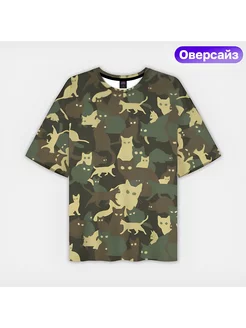 футболка oversize 3d Кошачий комуфляж Vsemaykiru 162460662 купить за 1 251 ₽ в интернет-магазине Wildberries