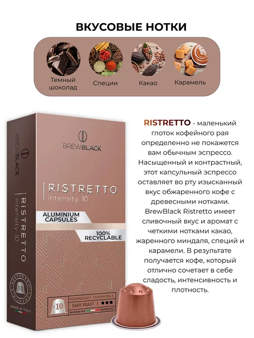 BrewBlack Кофе в капсулах для кофемашин Nespresso 50 штук, вариант, фото 3