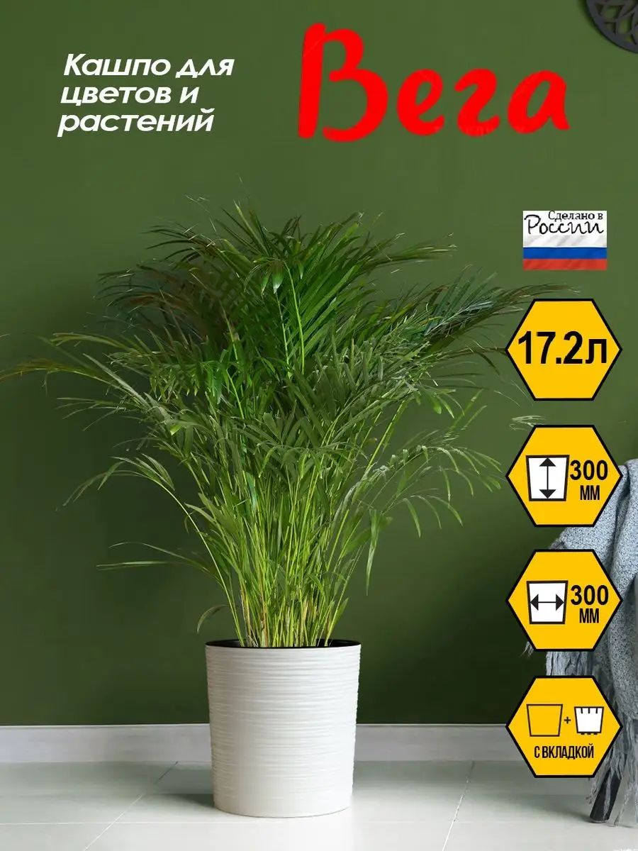 Кашпо напольное для цветов большое 17 л с автополивом Вега BURKOVSKY  162561821 купить за 1 574 ₽ в интернет-магазине Wildberries