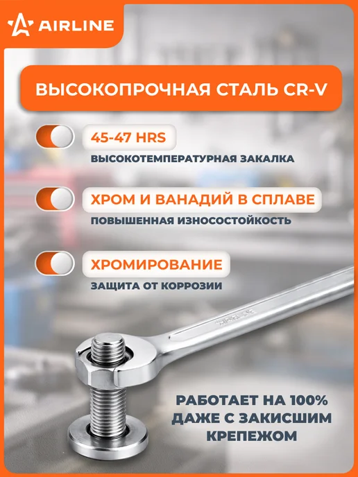 AIRLINE Ключ рожковый 19х22мм PRO пласт.подвес, вариант, фото 3