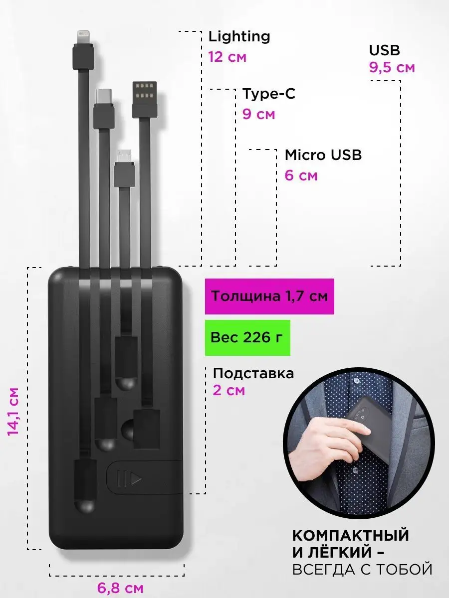 Power bank повербанк внешний аккумулятор телефона 10000 INTROMAX 162595458  купить за 612 ₽ в интернет-магазине Wildberries