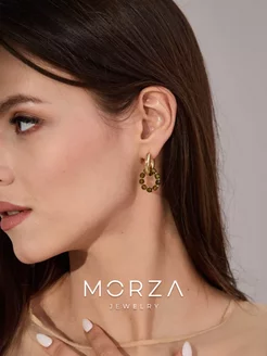 Серьги кольца бижутерия с натуральным цирконом Morza Jewelry 162599790 купить за 2 259 ₽ в интернет-магазине Wildberries