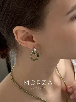 Серьги кольца бижутерия с натуральным цирконом Morza Jewelry 162599791 купить за 2 259 ₽ в интернет-магазине Wildberries