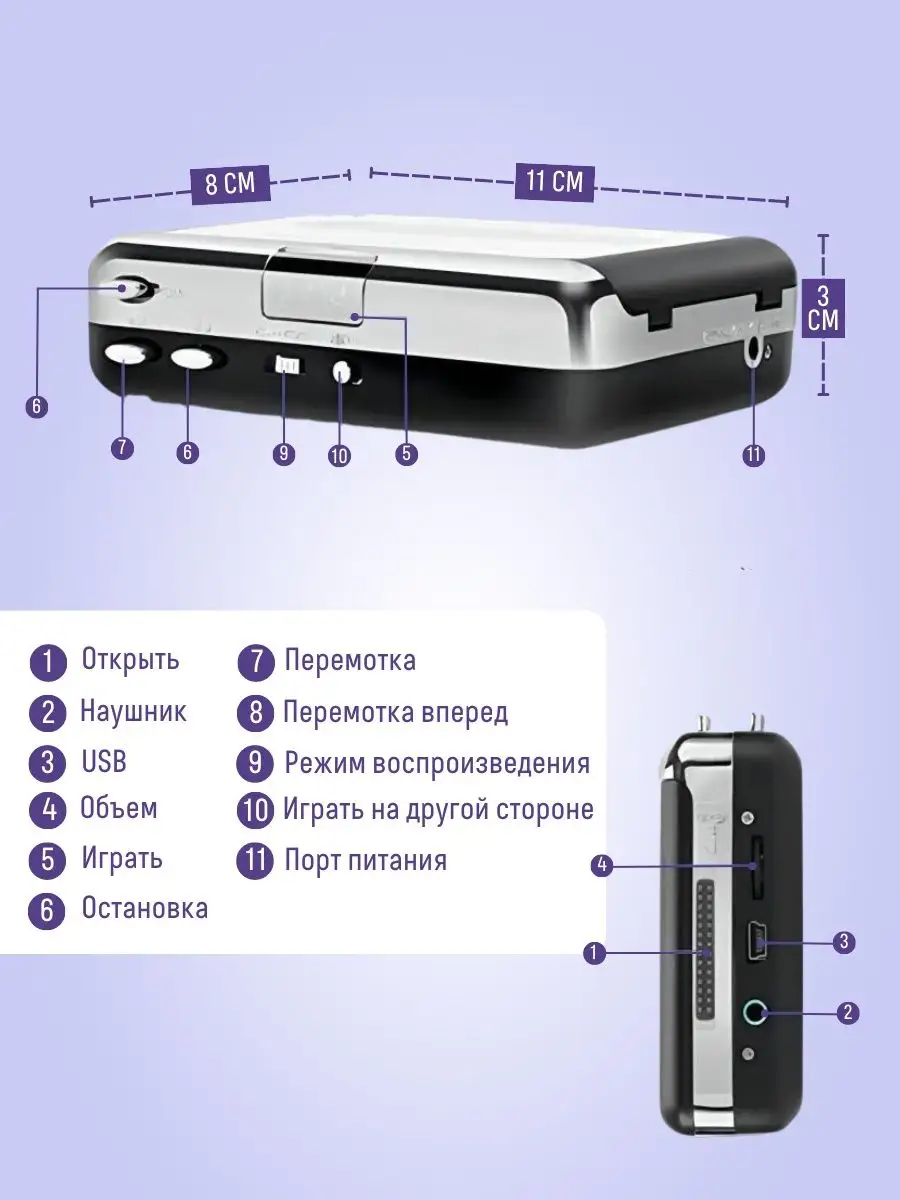 Кассетный MP3 плеер с USB для оцифровки E-Home® 162629239 купить за 1 349 ₽  в интернет-магазине Wildberries