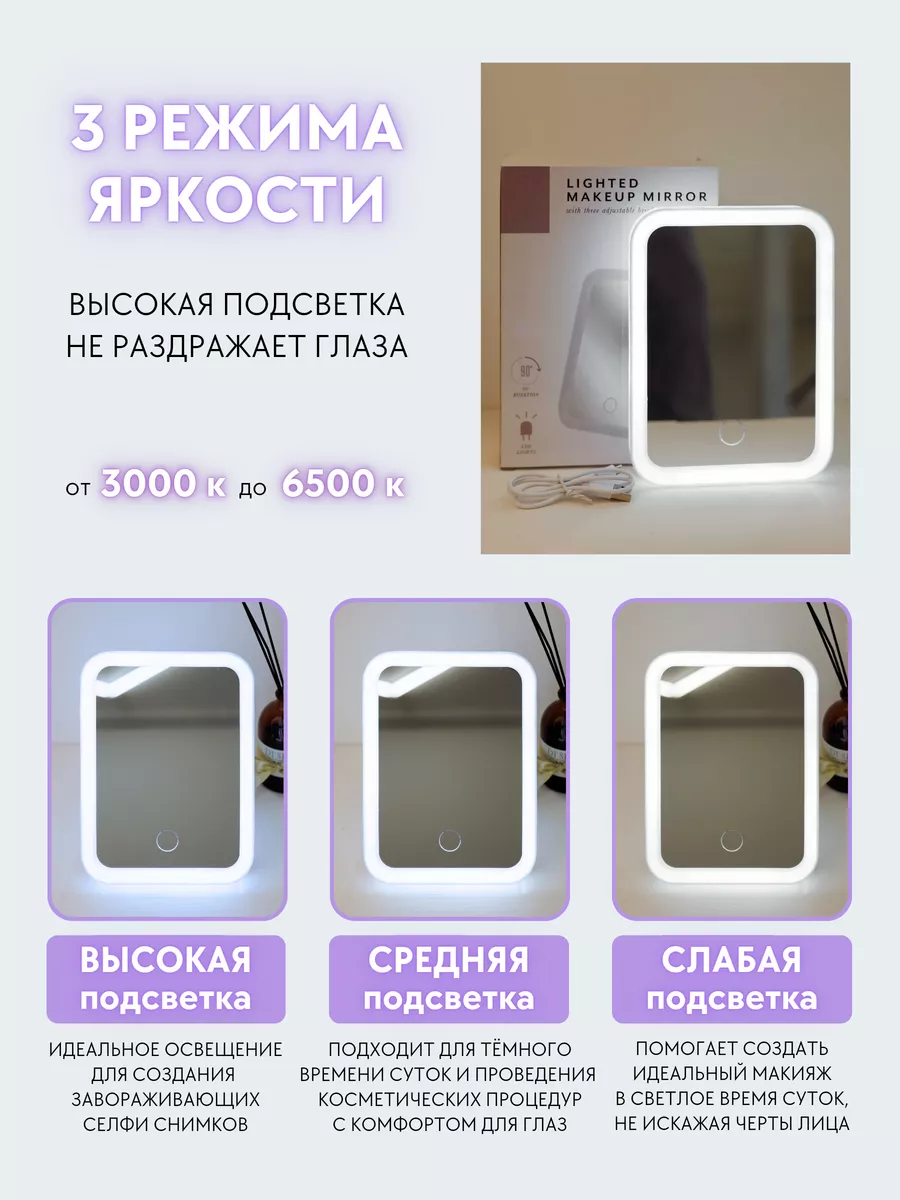 Зеркало с подсветкой настольное для макияжа МУТ 162633107 купить за 479 ₽ в  интернет-магазине Wildberries