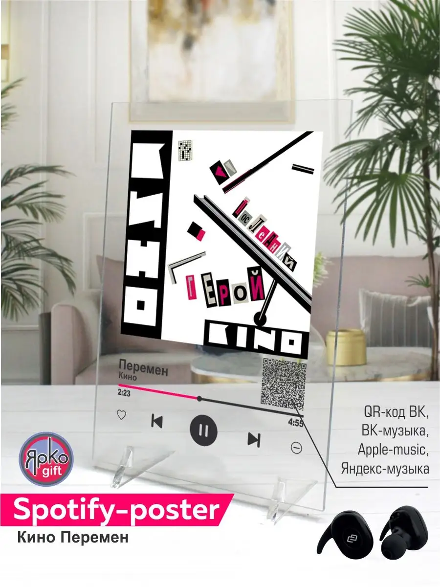 Spotify постер Виктор Цой группа Кино песня на стекле Ярко.gift 162707328  купить за 531 ₽ в интернет-магазине Wildberries