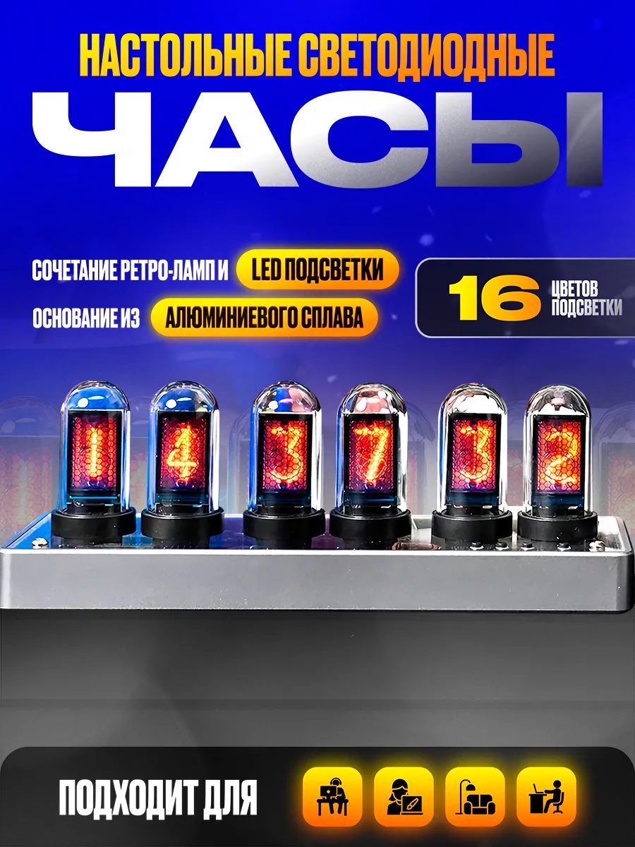 ネオン管 BEAUTIFUL DAY TO START 14*9インチ Настольные светодиодные часы Nixie tube IPS gentle 162710266