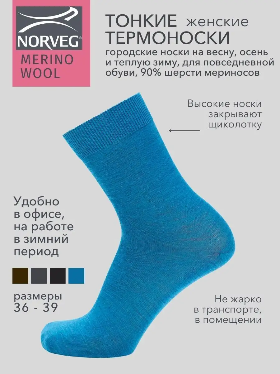 Термоноски MERINO WOOL повседневные шерстяные NORVEG 162864056 купить за  741 ₽ в интернет-магазине Wildberries