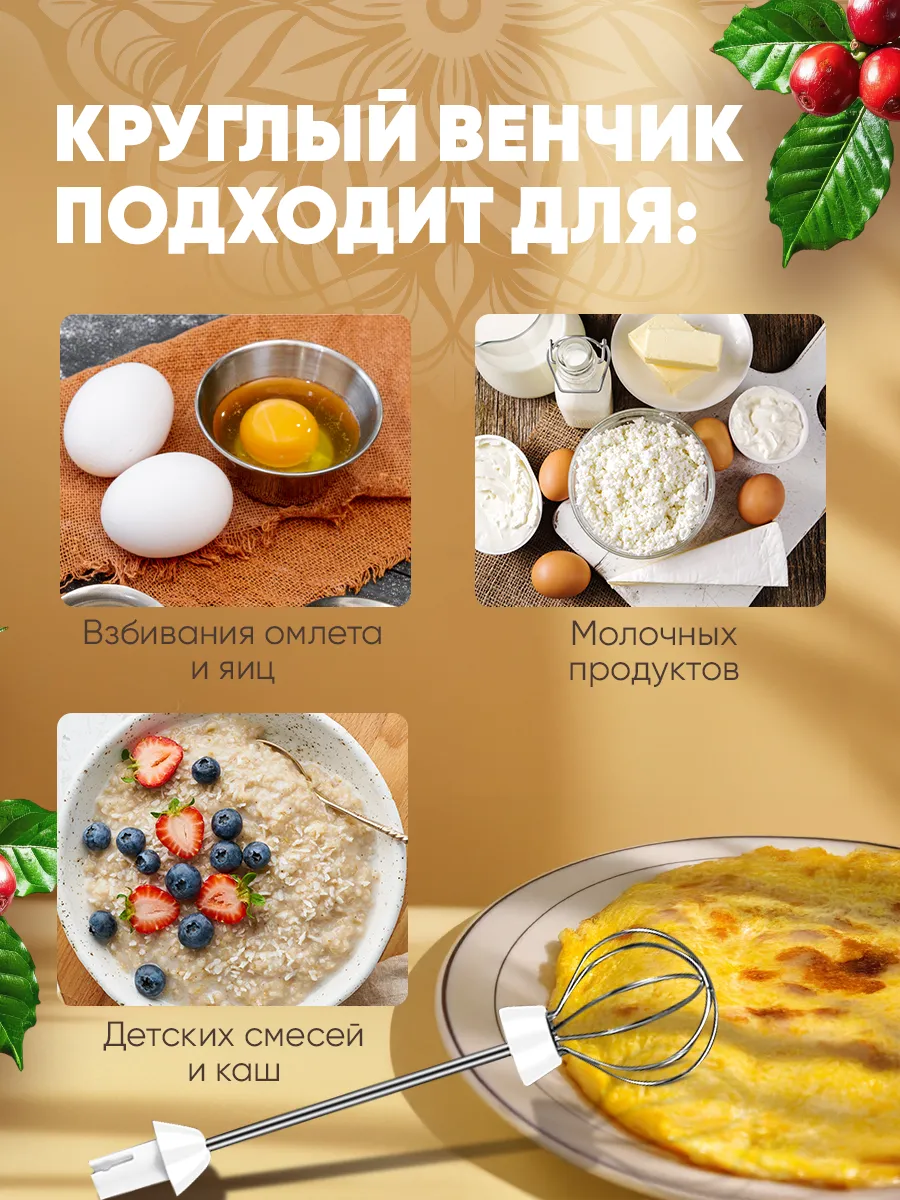 Капучинатор электрический ручной вспенивать для молока kitchen&soul  162885507 купить в интернет-магазине Wildberries