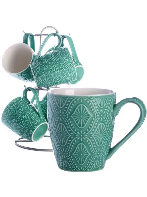 Кружки для чая набор 6 штук керамика на подставке - фото 8