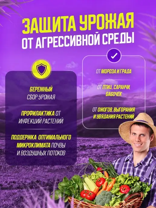 Красивая грядка Сетка затеняющая для теплиц фасадная 35 солнцезащитная 3х5, зеленый, фото 3
