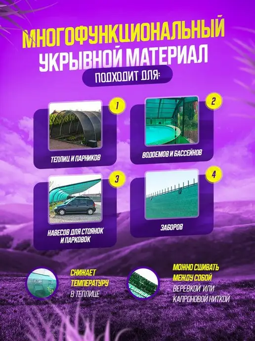Красивая грядка Сетка затеняющая для теплиц фасадная 35 солнцезащитная 3х10, зеленый, фото 2