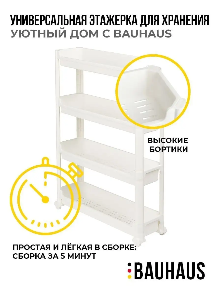 Этажерка на колесиках узкая для ванной IKEA 162911545 купить в  интернет-магазине Wildberries