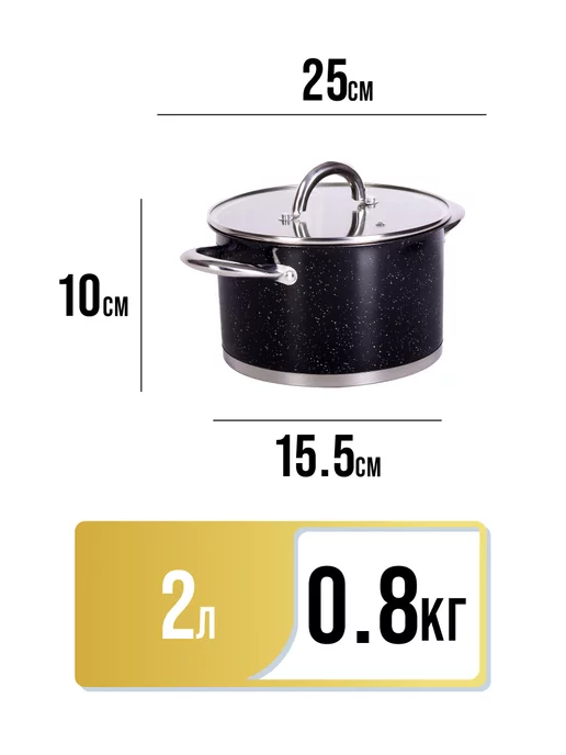 Кастрюля из нержавеющей стали с крышкой 2 л - фото 2