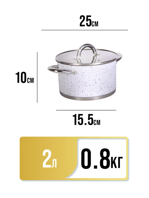 Кастрюля из нержавеющей стали с крышкой 2 л - фото 2