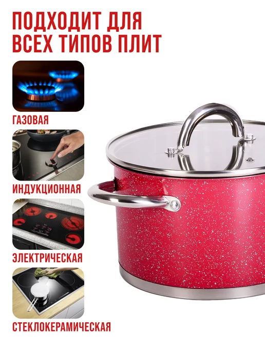 Кастрюля из нержавеющей стали с крышкой 2,8 л - фото 5