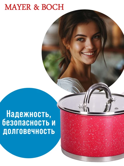 Ковш кухонный сотейник с крышкой нержавейка 2 л - фото 12