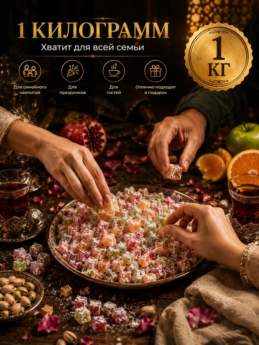 Анталия Рахат Лукум ассорти "Птичье лакомство" 1 кг 3 вкуса, 1 кг, фото 4