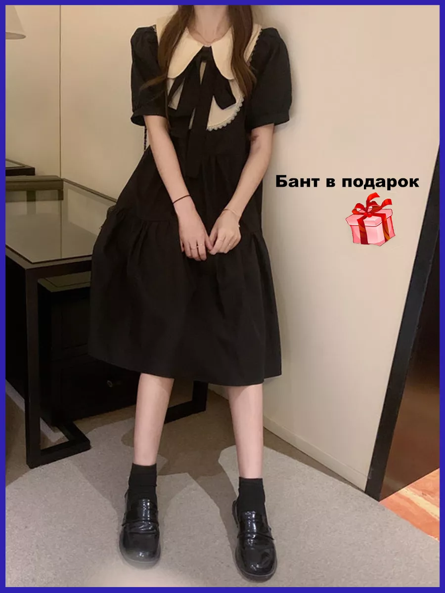 маленькая Лолита Платье Лолита черное с воротником EG cool купить по цене 50 700 ₽ в  интернет-магазине Wildberries | 163020959